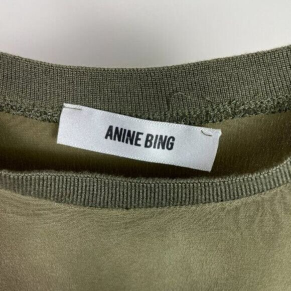 Anine Bing Revolve Short Sleeve Silk Lightweight Mini Dress Olive Green XS - Picture 7 of 15